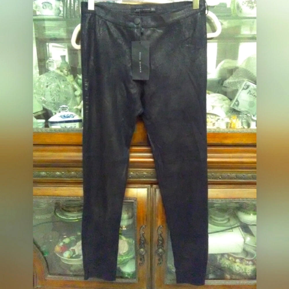 BNWT ZARA SZ. SM SHINY BLACK LEGGINGS SUPER THIN AND LIGHT